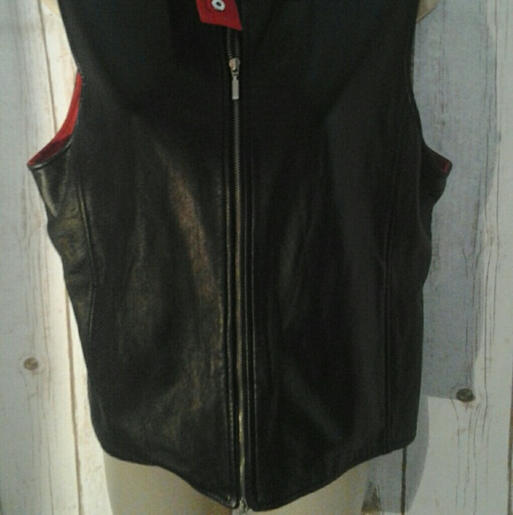 Pendleton Genuine Leather Red Black  Bikers Vest - Picture 2 of 7